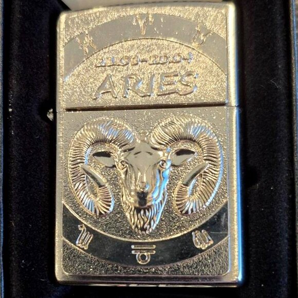 zippo Other - Sharp Polished Astrology Aries 3D Emblem Zippo Lighter